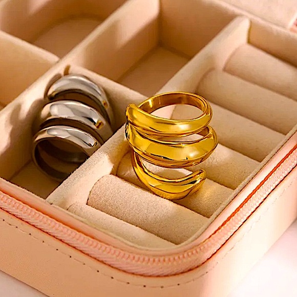 Gold Plated Geometric Ring, Creative, Design, Unique, Tre… - Picture 5 of 7